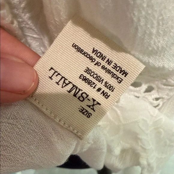 Banjara Made in India 100% Viscose Embroider Eyelit Detail Peasant Blouse Tassel - Picture 9 of 9